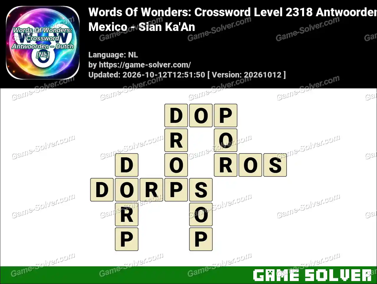Words Of Wonders: Crossword Level 2318 Antwoorden – Mexico – Sian Ka’An